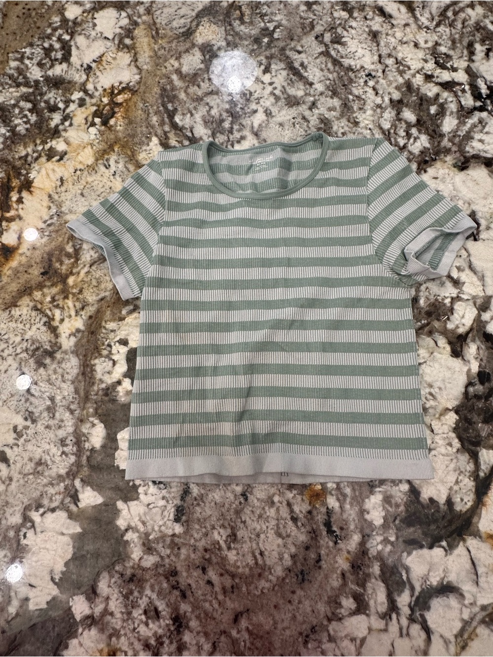 Urban Outfitters Striped Tee in Sage Green & Cream